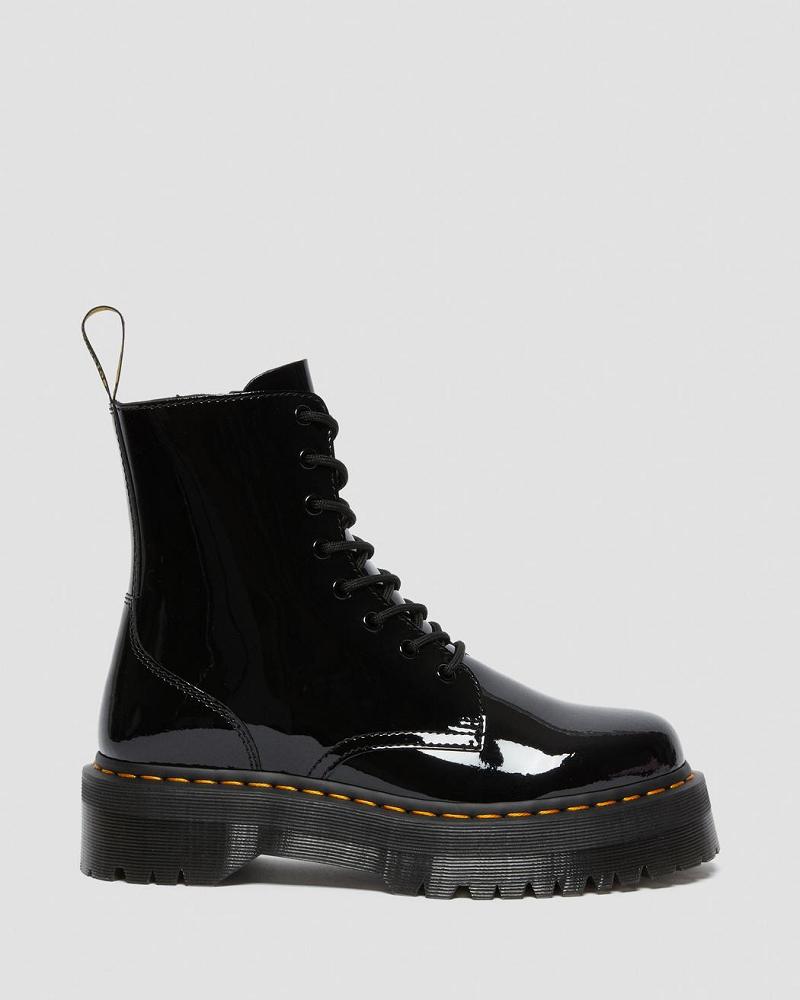 Men's Dr Martens Jadon Patent Leather Platform Boots Black | AU 556EBC